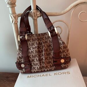 Michael Kors Brown MK Logo Shoulder Bag